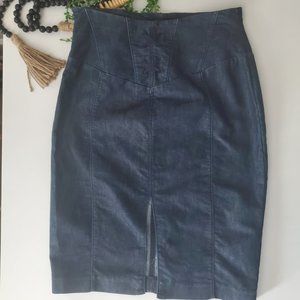 Express I Navy Blue Denim Pencil Skirt, High Waist, Lace Detail, slit op…